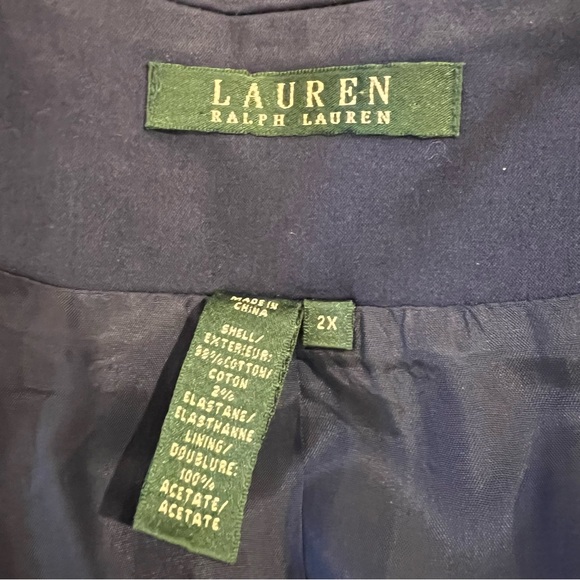 Lauren Ralph Lauren Blazer Womens 2X Blue Gold Buttons Crest Career Business - Picture 6 of 11